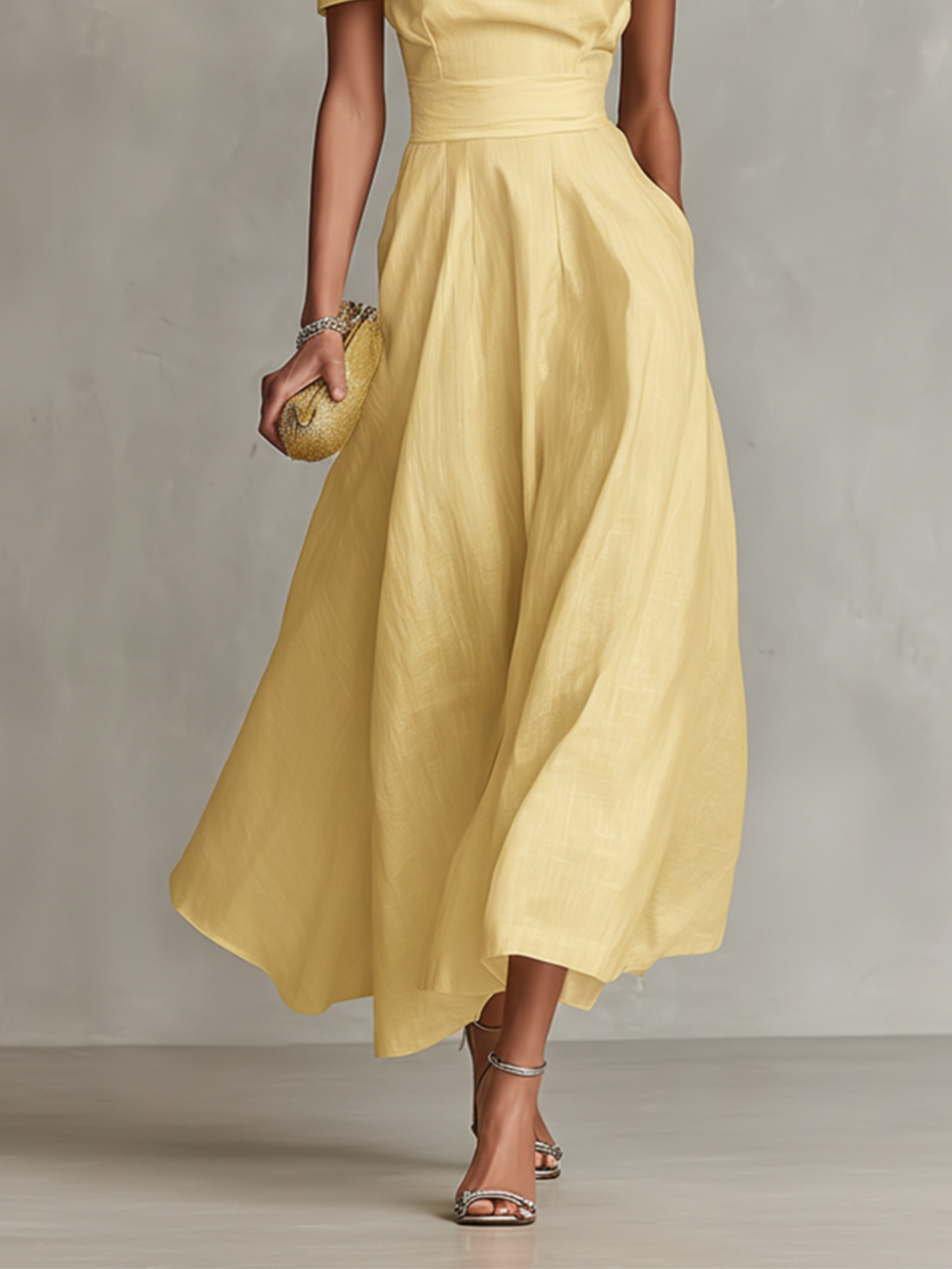Abito giallo asimmetrico da donna – Elegante ed estivo