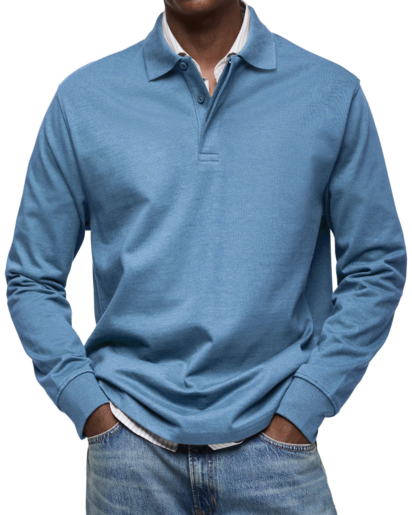 Chemise Polo à Manches Longues Décontractée pour Homme