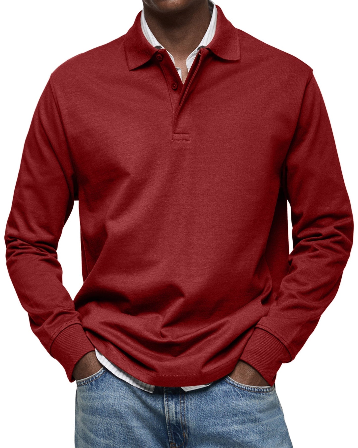 Chemise Polo à Manches Longues Décontractée pour Homme