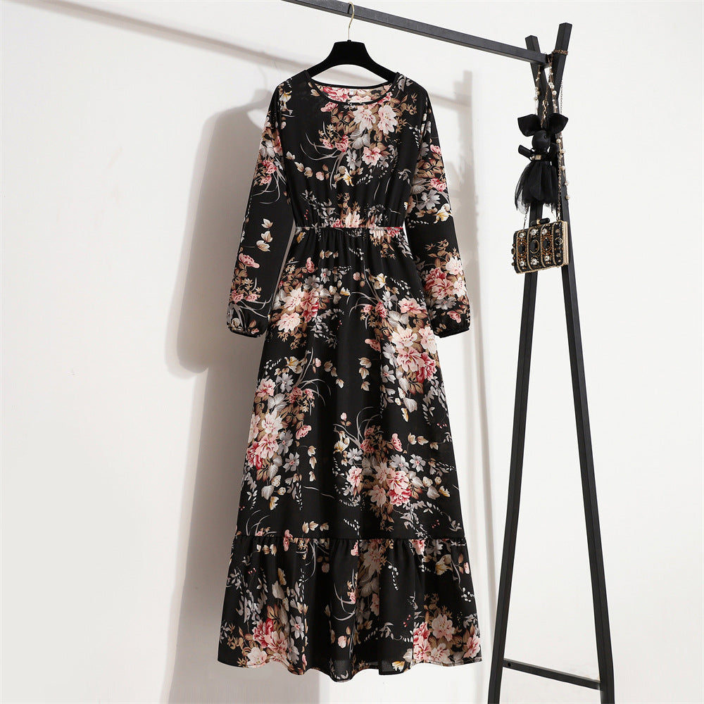 Robe Fleurie Polyvalente en Mousseline pour Femme – Style Élégant à Col Rond