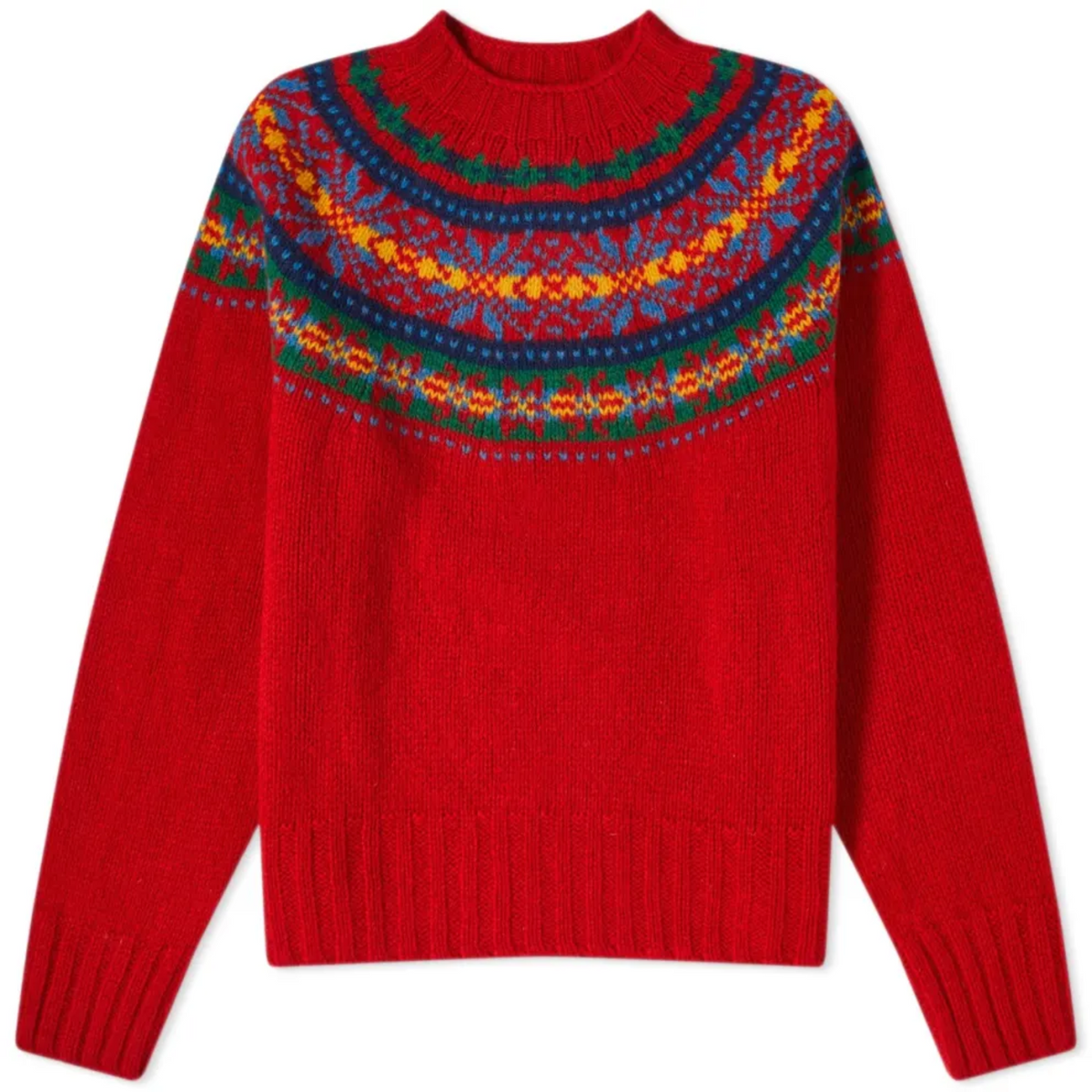 Pull vintage Fair Isle rouge pour femme – Maille épaisse confortable