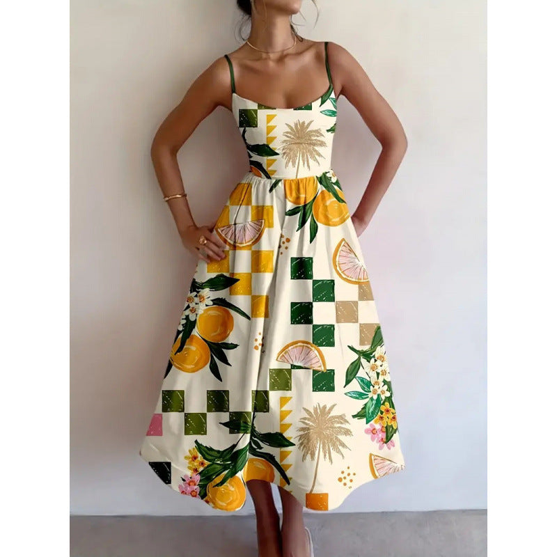 Robe midi femme imprime tropical - Fraiche et feminine