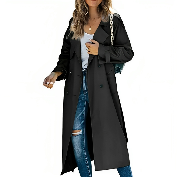 Trench-Coat Moderne Femme à Double Boutonnage – Manteau Long Imperméable