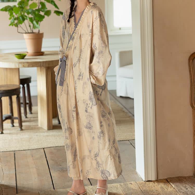 Chemise de nuit douce en coton style encre pour femme