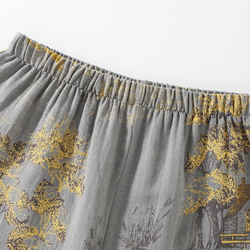 Pyjama Kimono Paysage Neutre Confort Élégant Homme – Ensemble 2 Pièces Léger et Respirant avec Motif Imprimé