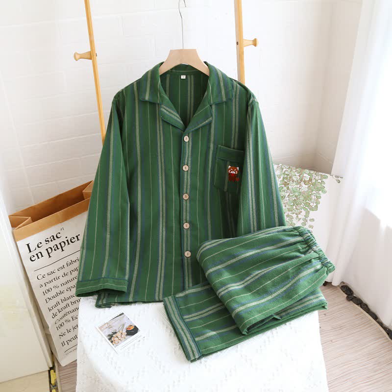 Ensemble pyjama rayé en coton brossé