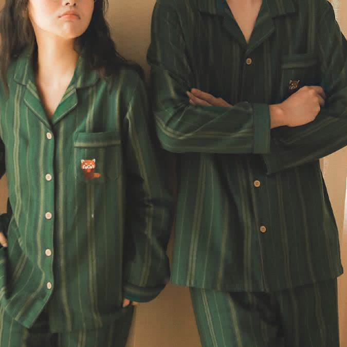 Ensemble pyjama rayé en coton brossé