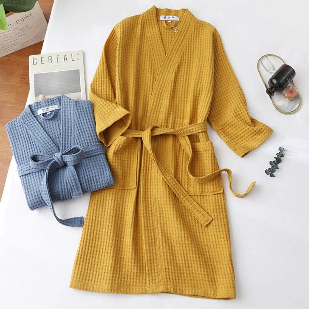 Robe de chambre coton respirant – Peignoir confortable pour spa ou maison