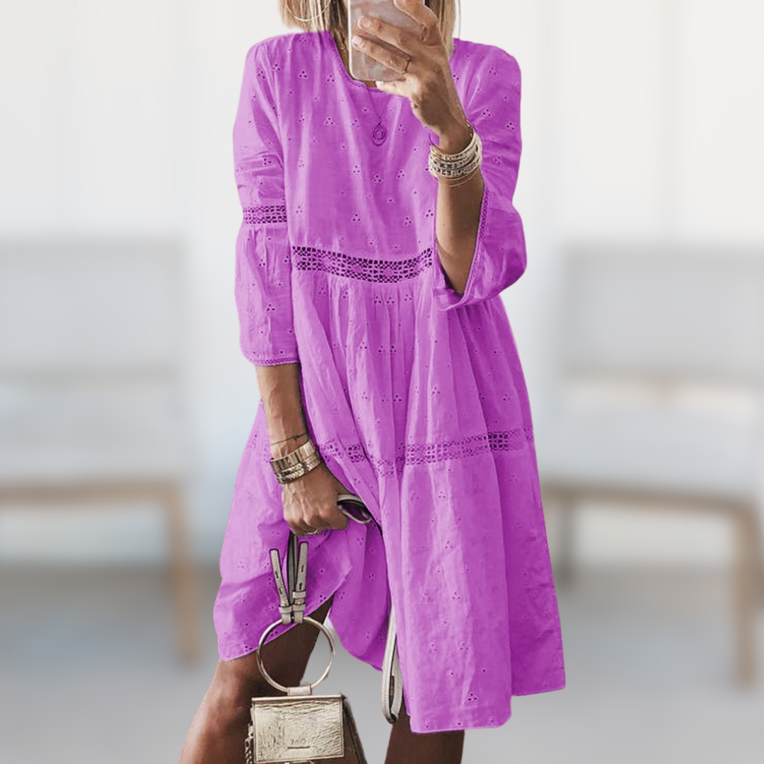 Women's Summer Cotton Dress – Loose Fit Long Sleeves – Dolce-Paris
