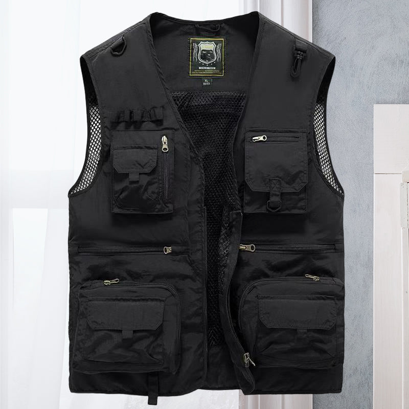 Gilet d'Été Léger Multi-Poches Homme – Veste Sans Manches Respirante pour la Randonnée, la Pêche, le Camping et les Voyages