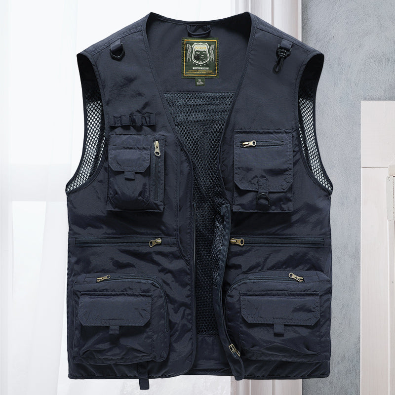 Gilet d'Été Léger Multi-Poches Homme – Veste Sans Manches Respirante pour la Randonnée, la Pêche, le Camping et les Voyages