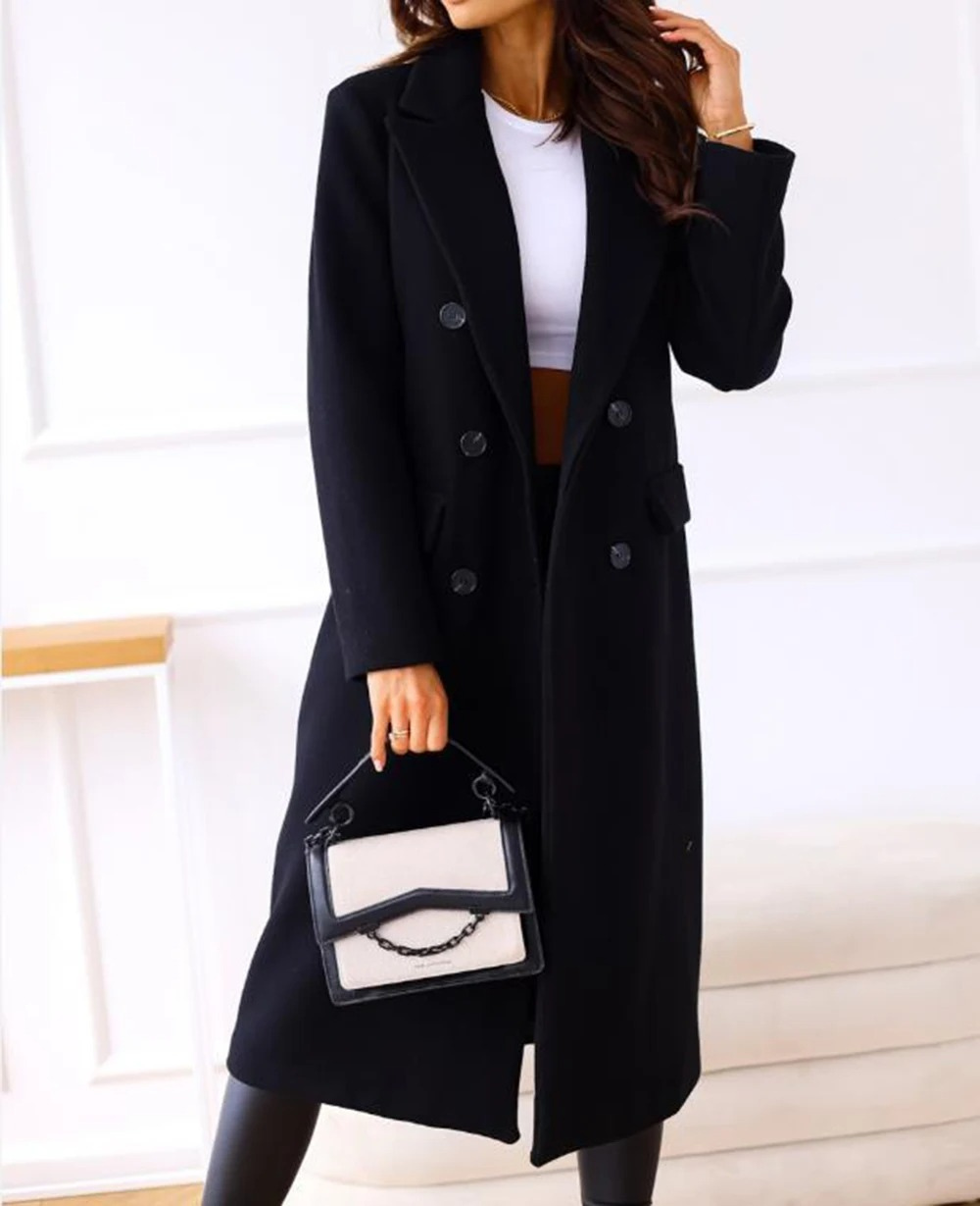 Trench-Coat Long Ajusté pour Femme – Confort Élégant Automne Hiver