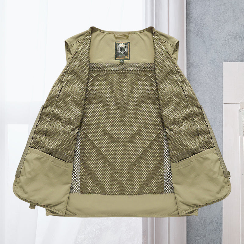 Gilet d'Été Léger Multi-Poches Homme – Veste Sans Manches Respirante pour la Randonnée, la Pêche, le Camping et les Voyages