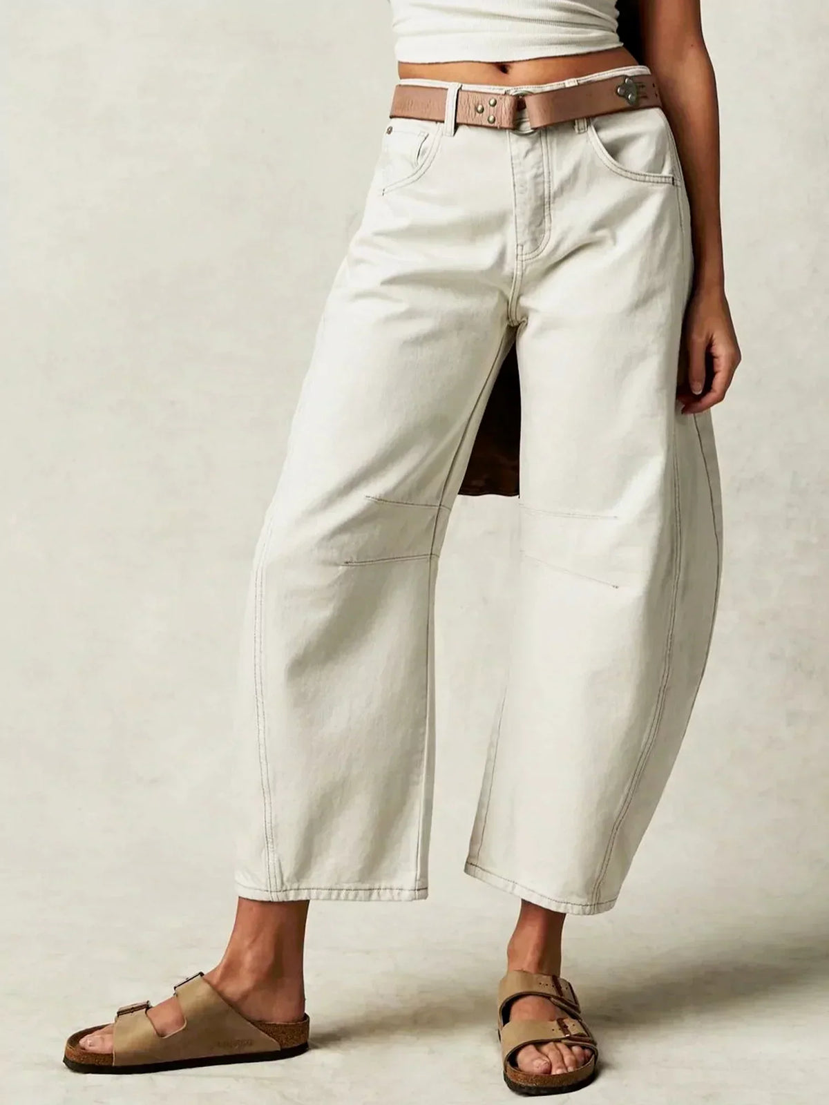 Jean Taille Haute Tendance pour Femme – Pantalon en Denim Large et Unique