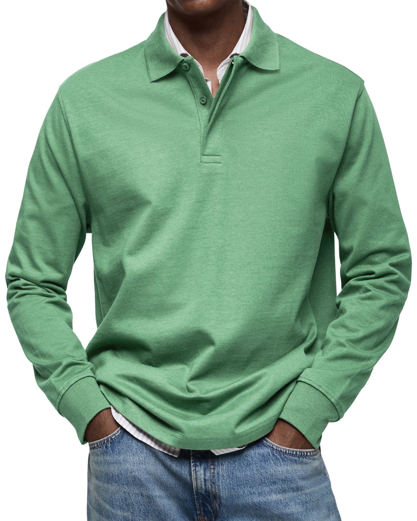 Chemise Polo à Manches Longues Décontractée pour Homme