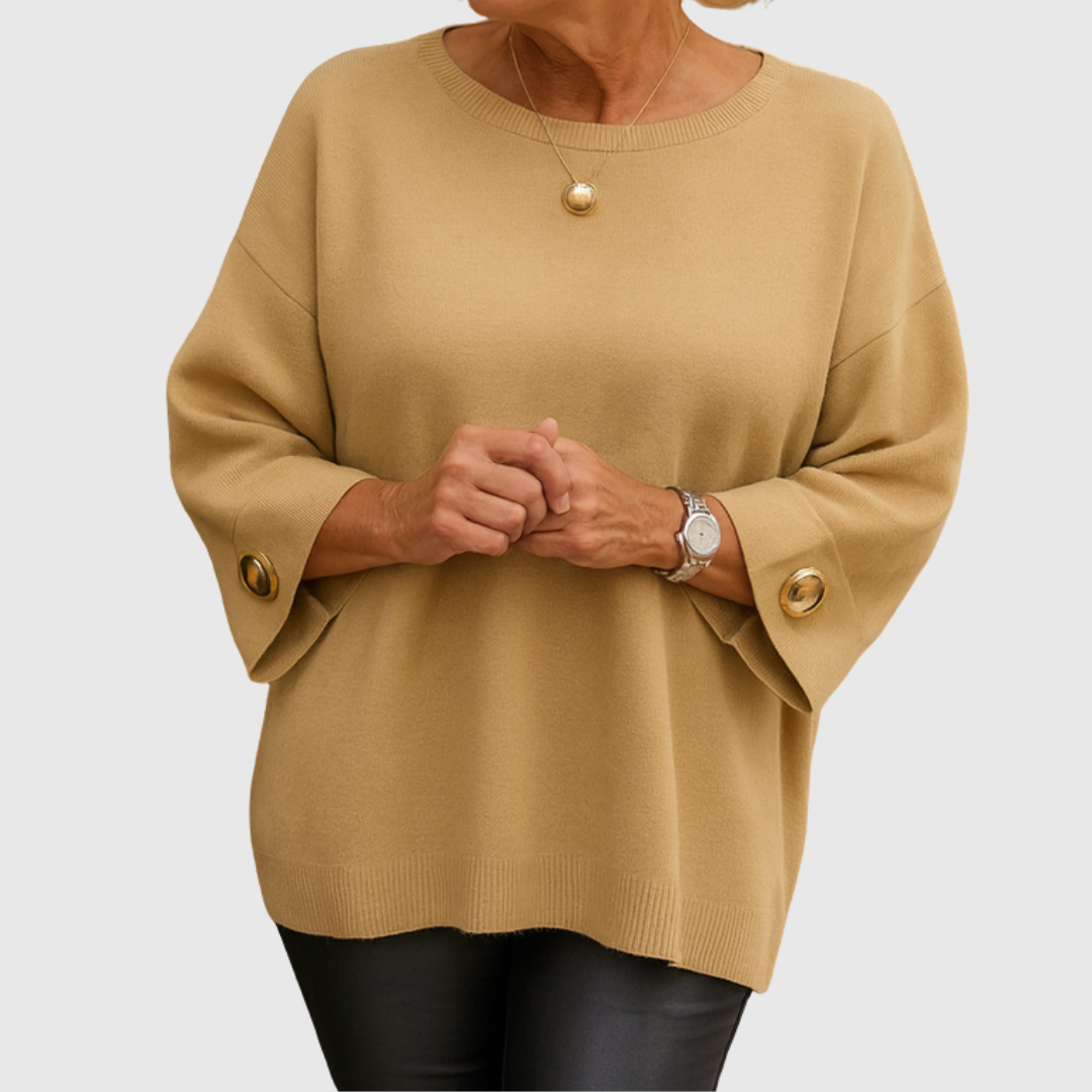 Pull Femme à Manches Mi-Longues et Col Rond – Pull Tricot Doux et Élégant