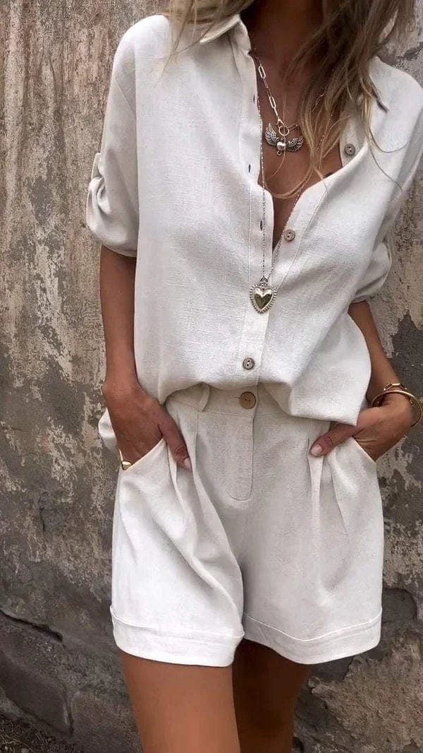 Ensemble Femme Décontracté Chemise et Short – Tenue Légère Été Chic