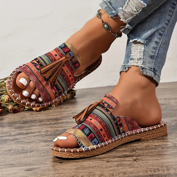 Sandales bohèmes vintage à franges pour femmes