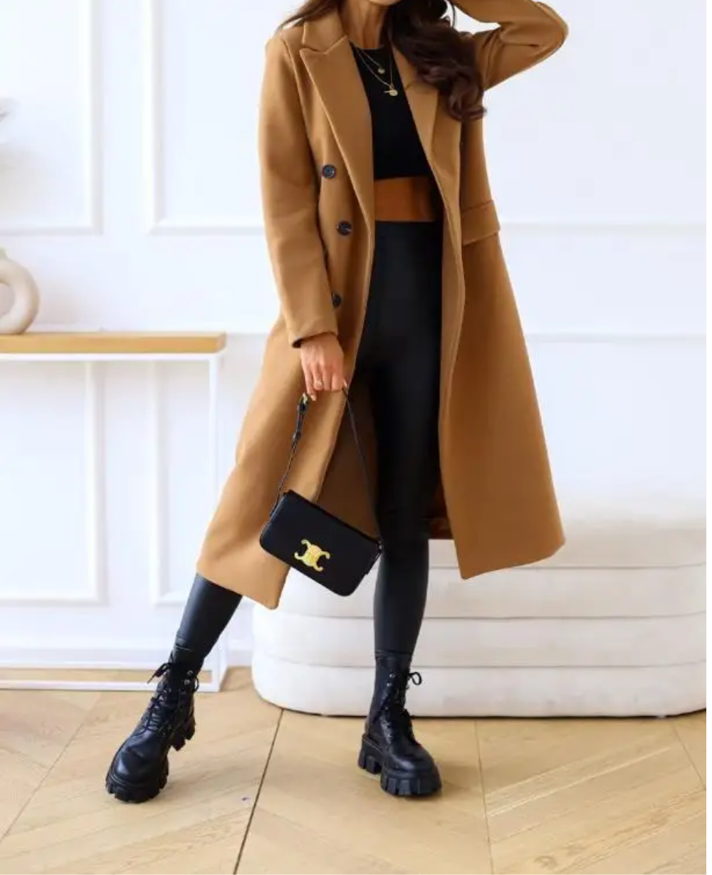 Trench-Coat Long Ajusté pour Femme – Confort Élégant Automne Hiver