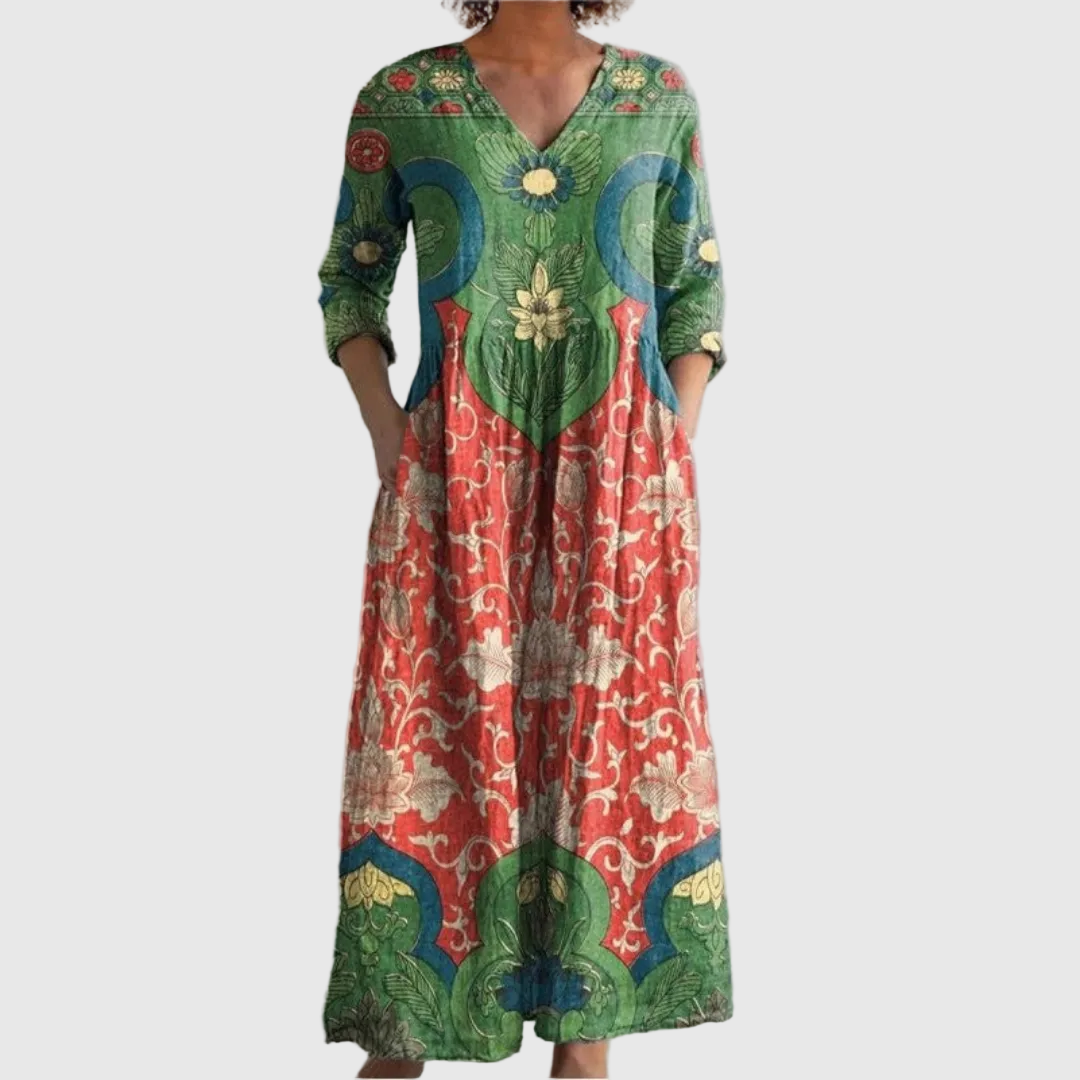 Vintage floral maxi dress for women - Flowing and elegant