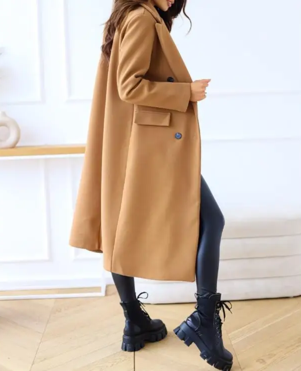 Trench-Coat Long Ajusté pour Femme – Confort Élégant Automne Hiver