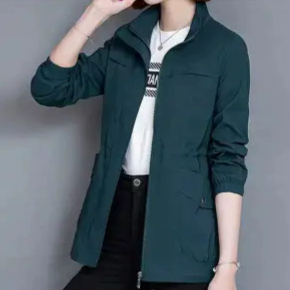 Women's Utility Jacket with Adjustable Waist - Casual Chic and Practical