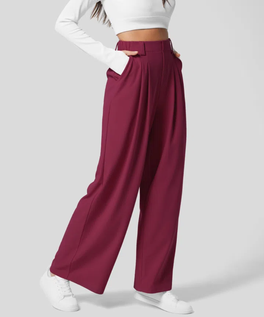 Pantalon Élégant Taille Haute et Élastique pour Femmes