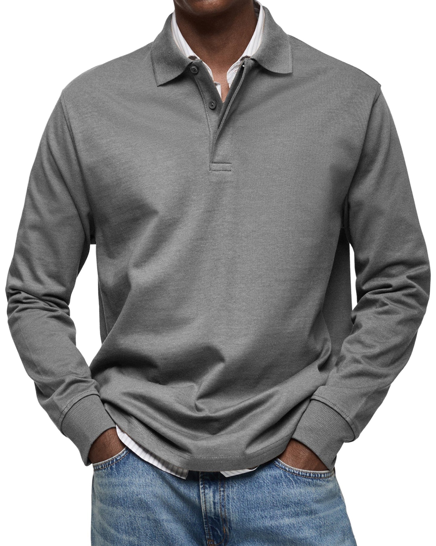 Chemise Polo à Manches Longues Décontractée pour Homme
