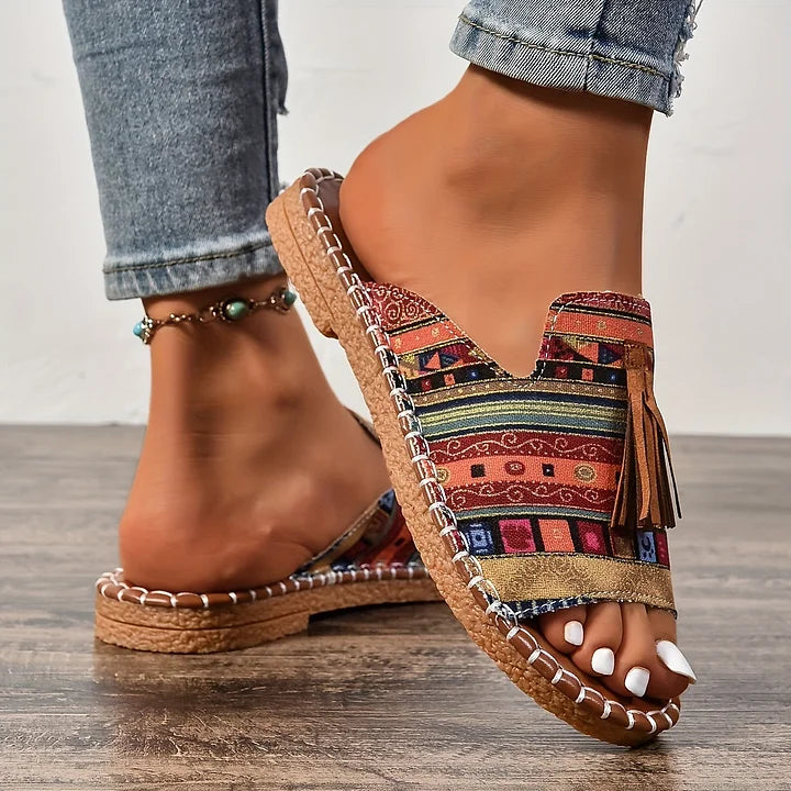 Sandales bohèmes vintage à franges pour femmes