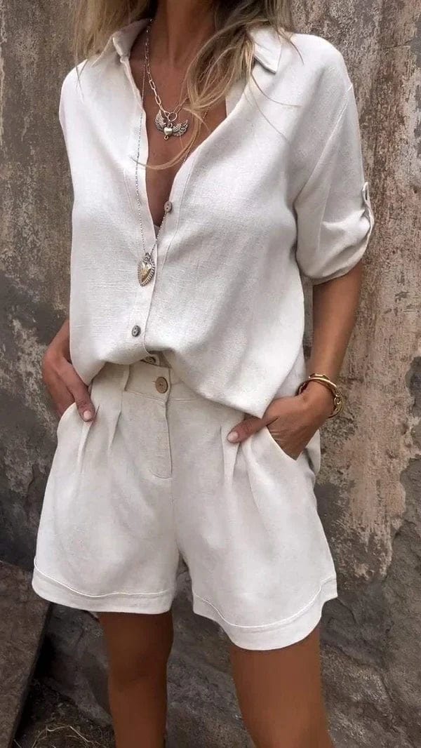 Ensemble Femme Décontracté Chemise et Short – Tenue Légère Été Chic