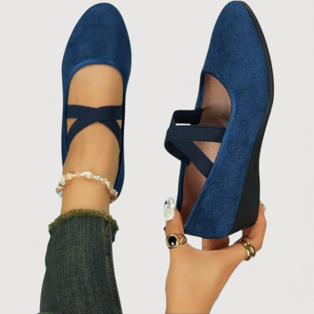 Women's Wedge Ballet Flats – Comfortable with Crossed Straps