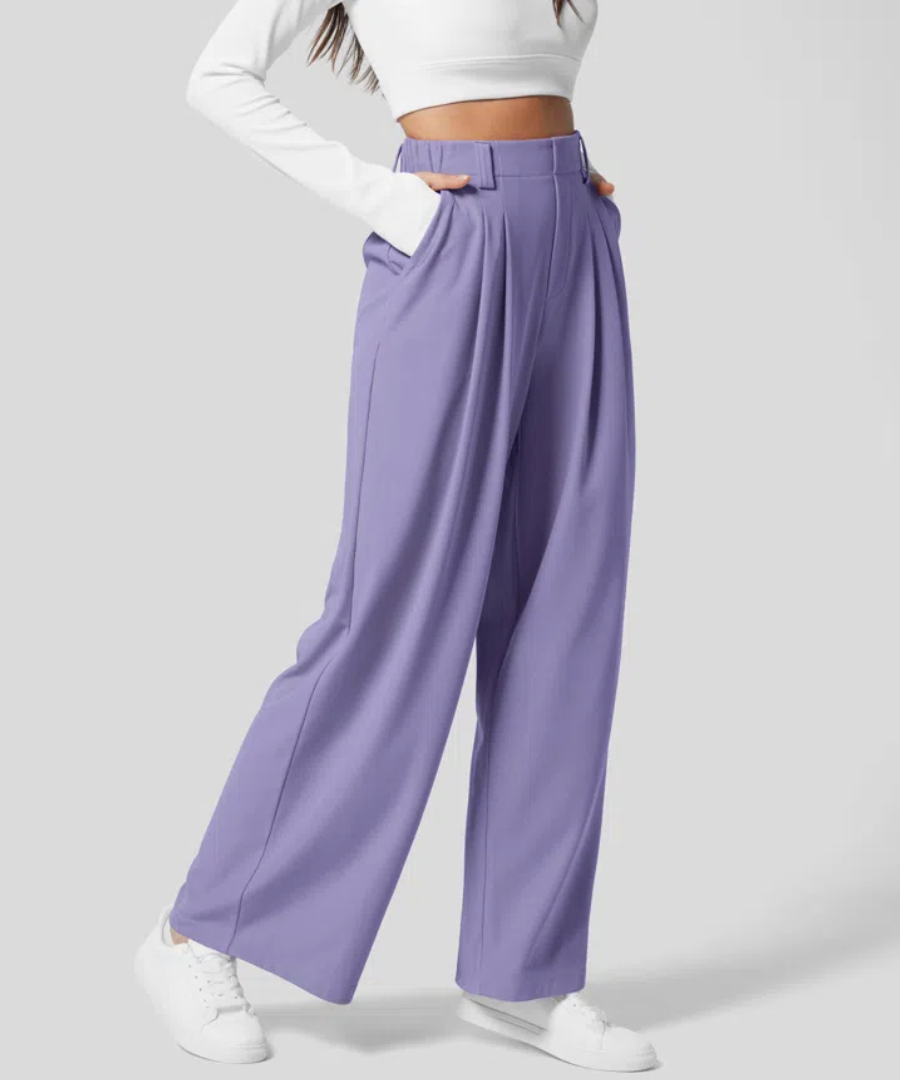 Pantalon Élégant Taille Haute et Élastique pour Femmes