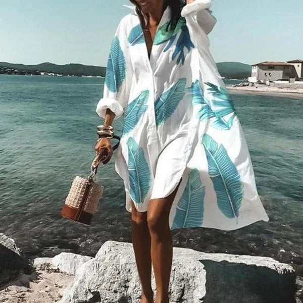 Trendy flowing shirt dress White dress