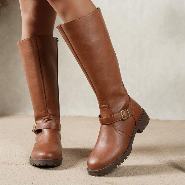 Bottes Femme Luxueuses Montantes – Design Zippé et Coupe Confortable