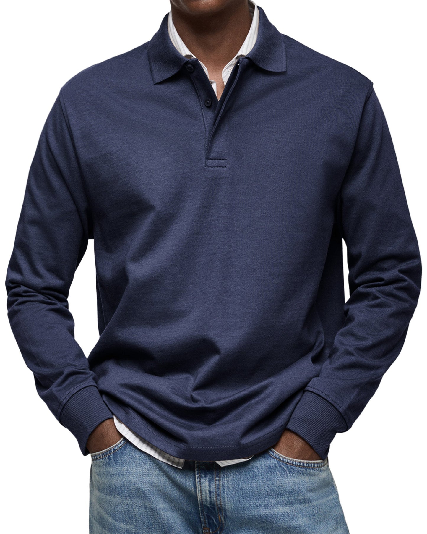 Chemise Polo à Manches Longues Décontractée pour Homme