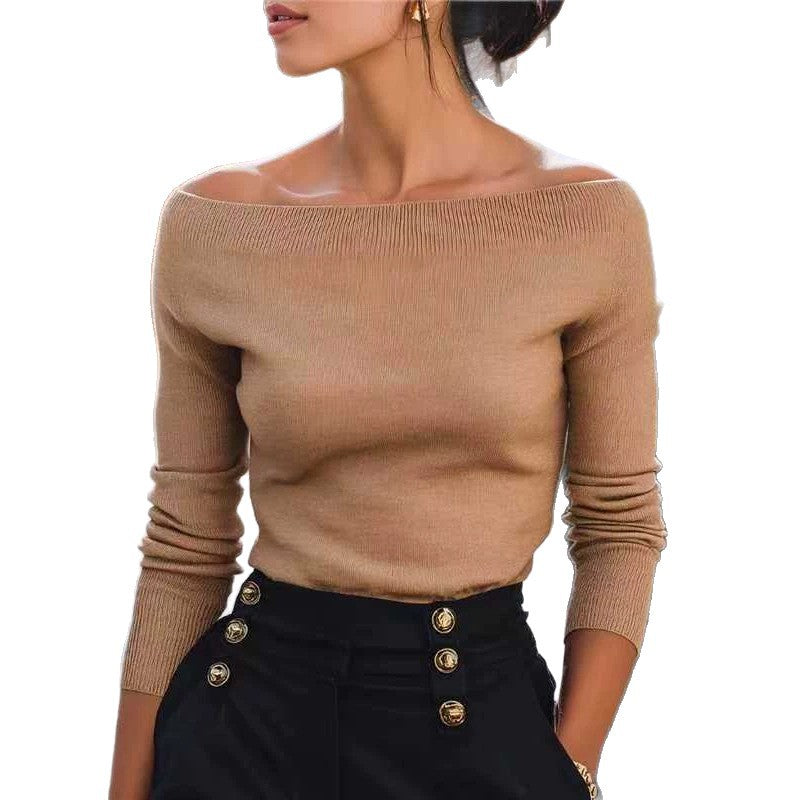 Maglione da donna in maglia con spalle scoperte - Morbido e moderno
