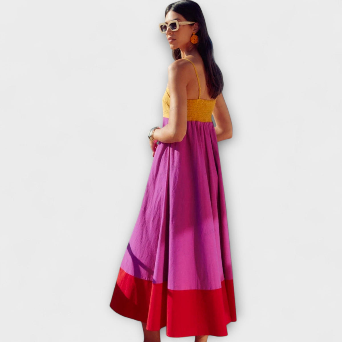 Women's color block strap dress - Light and summery