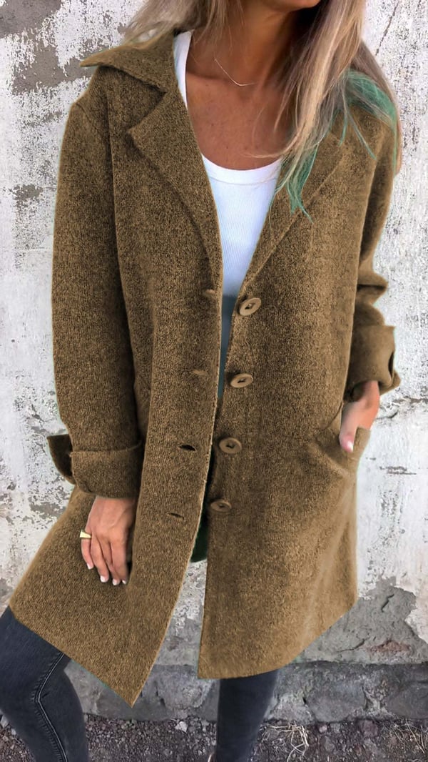 Veste Tweed Femme Oversize – Col Revers Cranté Boutonnée Chic