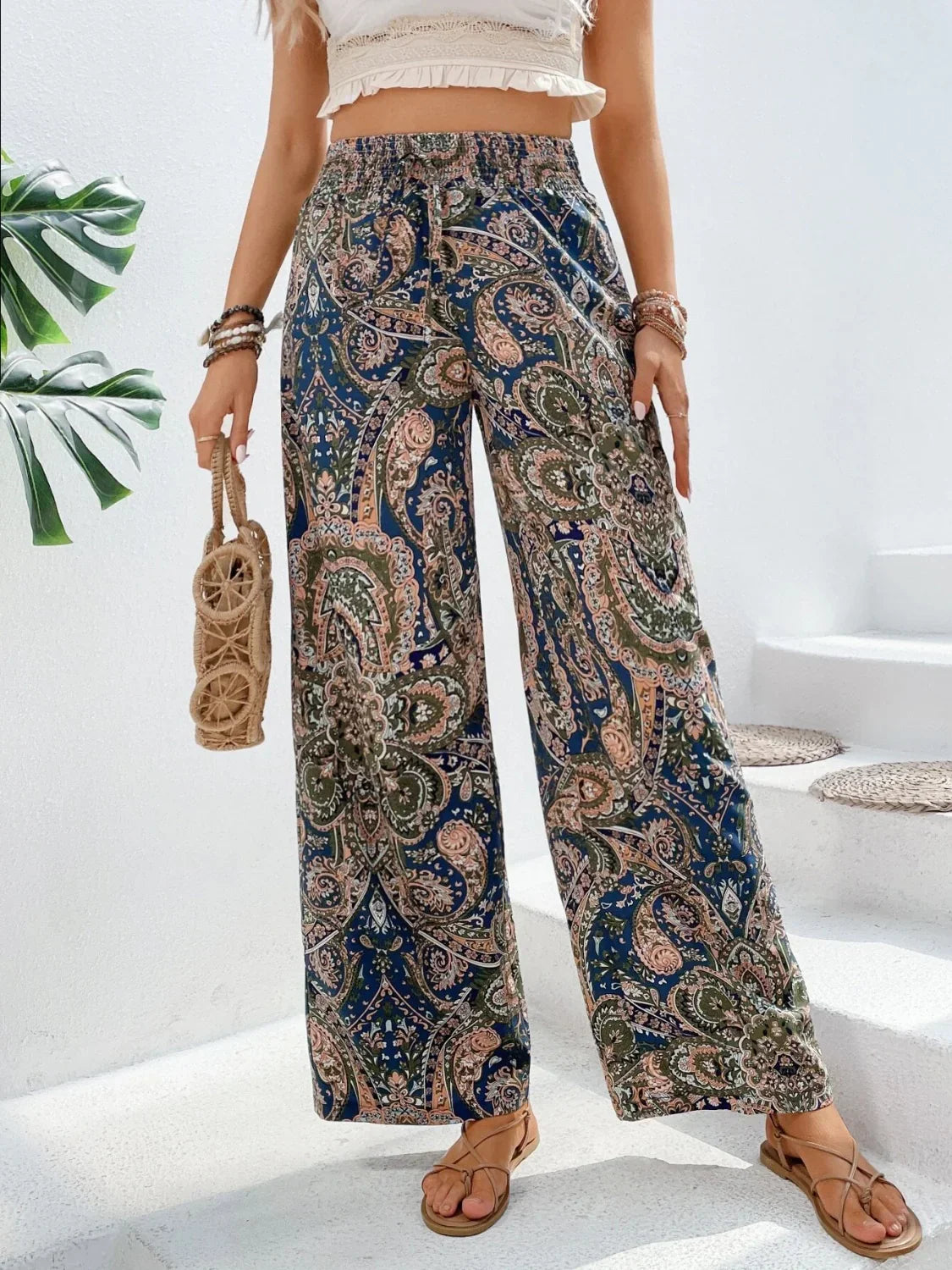 Pantalon Large Imprimé Femme