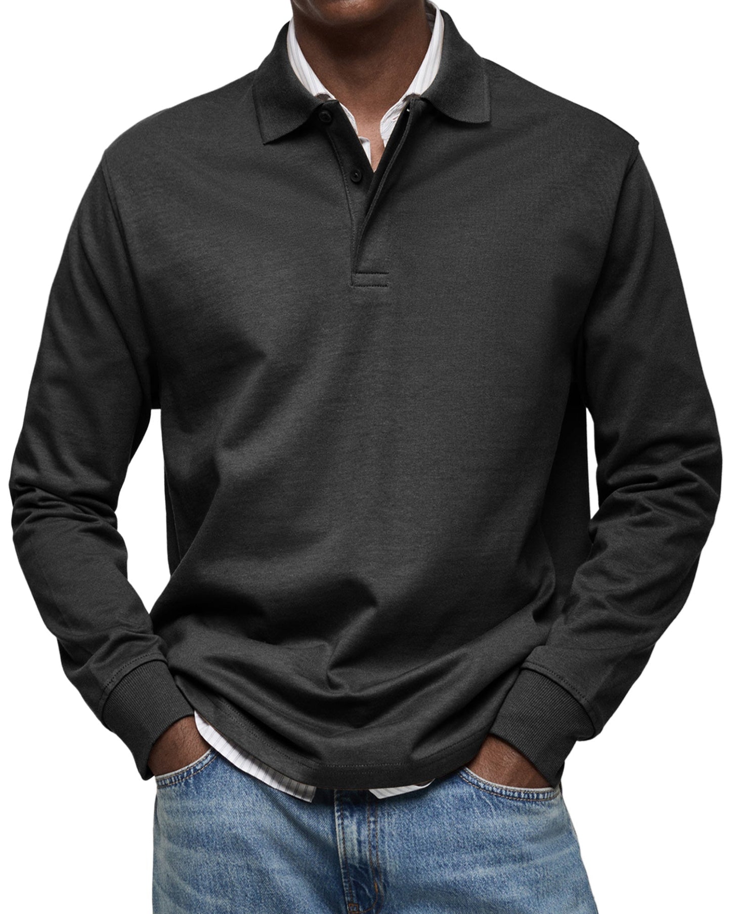 Chemise Polo à Manches Longues Décontractée pour Homme