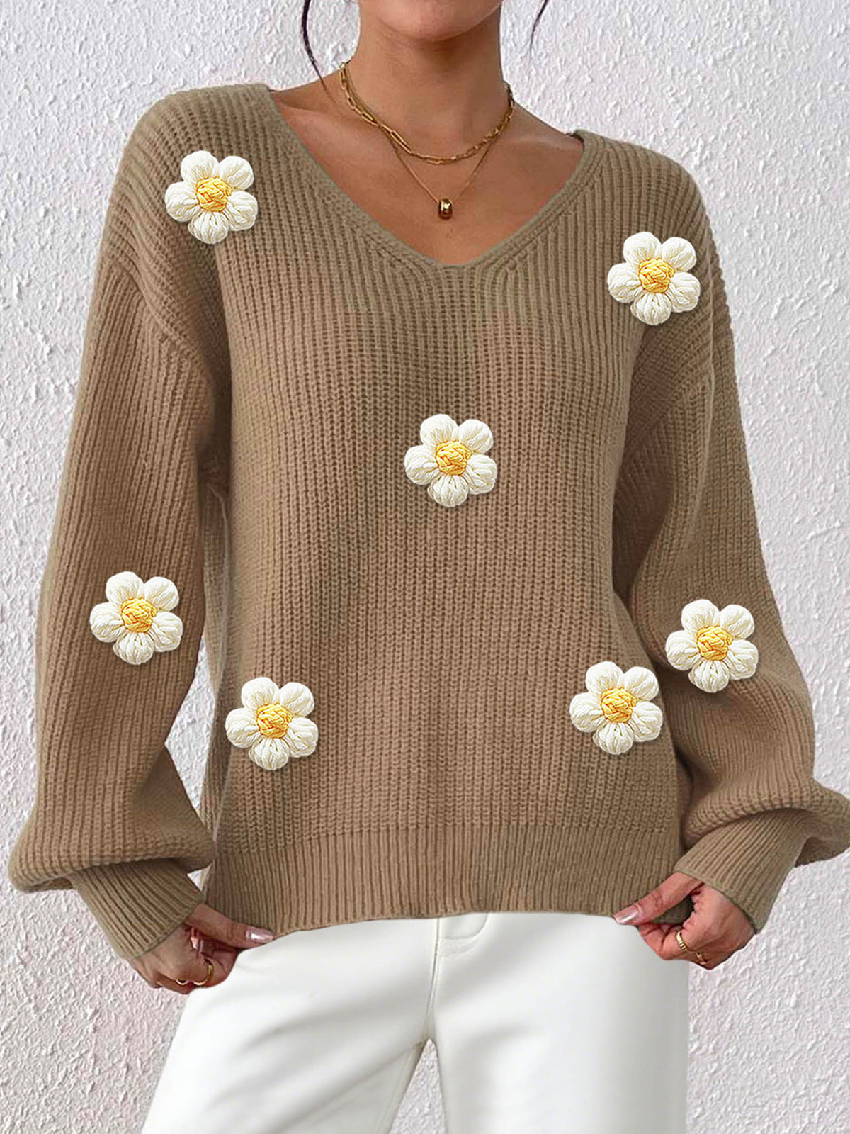 Blomstret patchworkstrik til kvinder - Struktureret og elegant