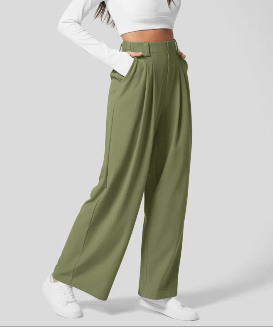 Pantalon Élégant Taille Haute et Élastique pour Femmes