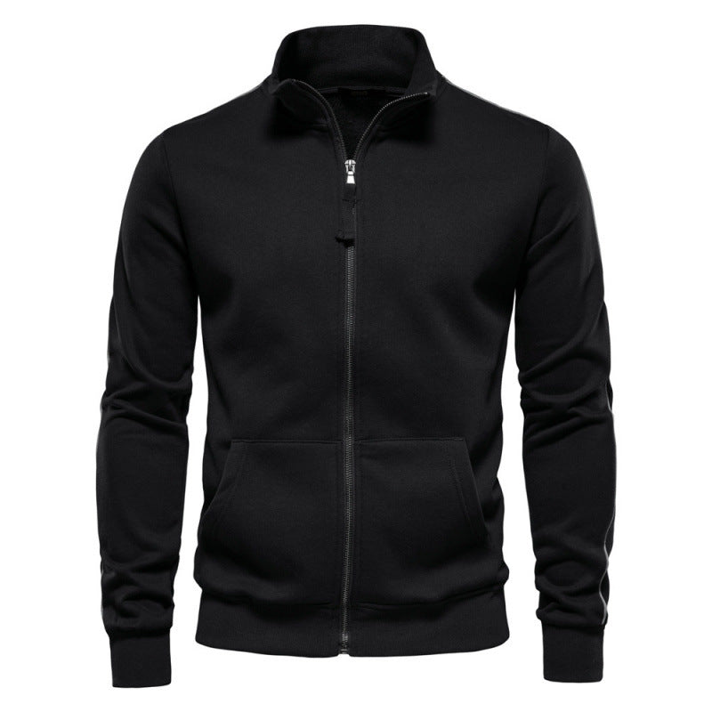 Sweatshirt Décontracté et Chaud pour Hommes – Veste à Col Montant avec Fermeture Éclair et Poches