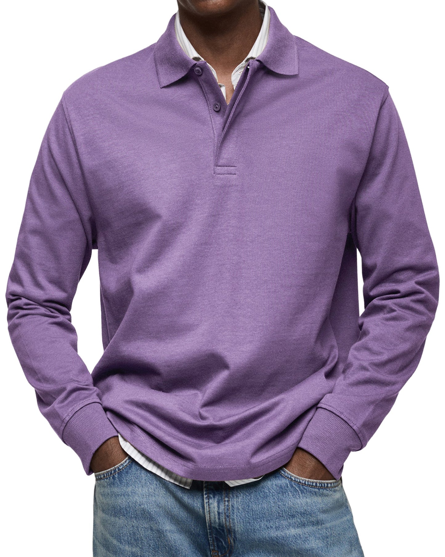 Chemise Polo à Manches Longues Décontractée pour Homme