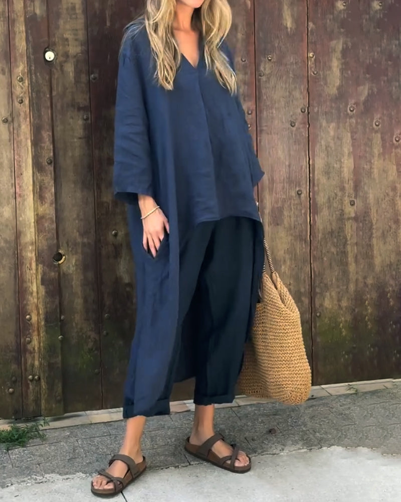 Ensemble Décontracté Tunique et Pantalon Femme – Tenue Légère Été