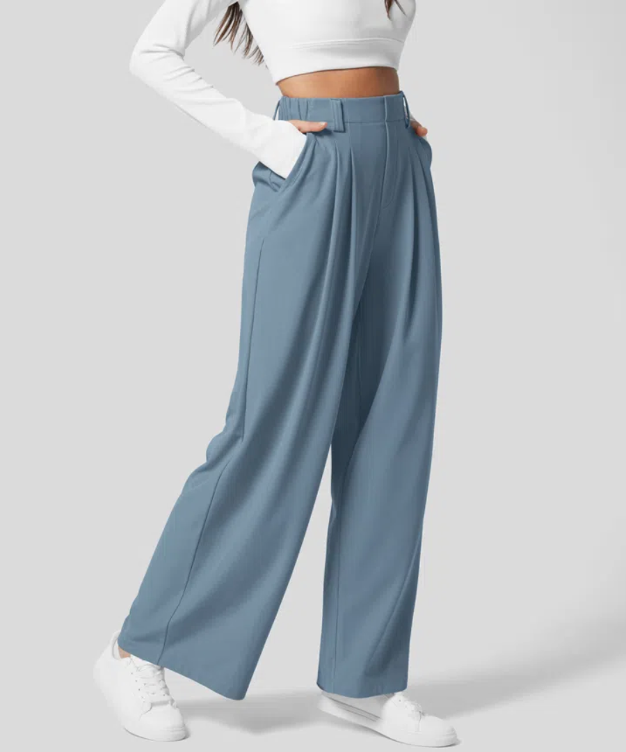 Pantalon Élégant Taille Haute et Élastique pour Femmes