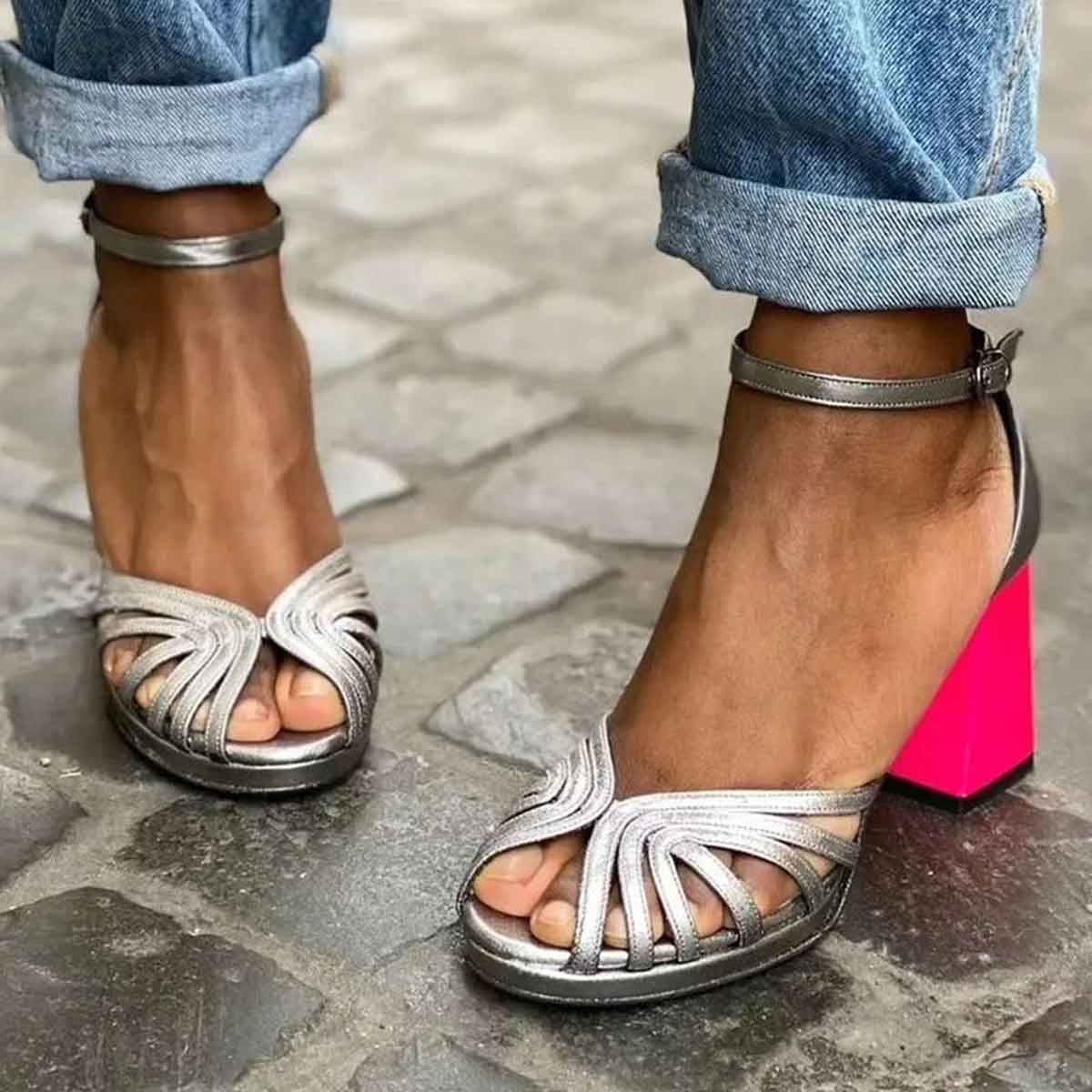 Sandales Femme à Talon Bloc Ouvert – Chaussures d’Été Confortables et Élégantes