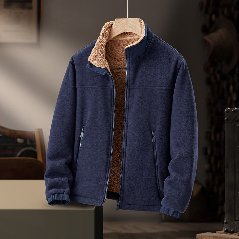 Veste Premium pour Homme en Laine d’Agneau Doublée Polaire – Col Montant zippé
