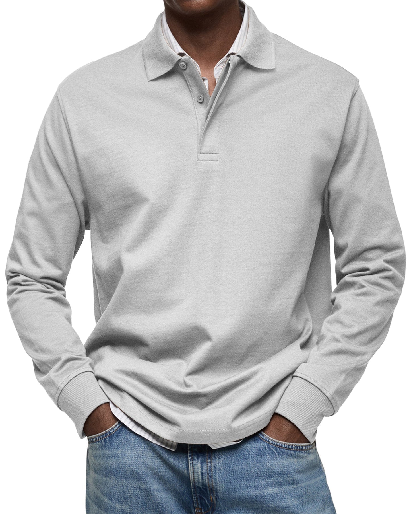 Chemise Polo à Manches Longues Décontractée pour Homme