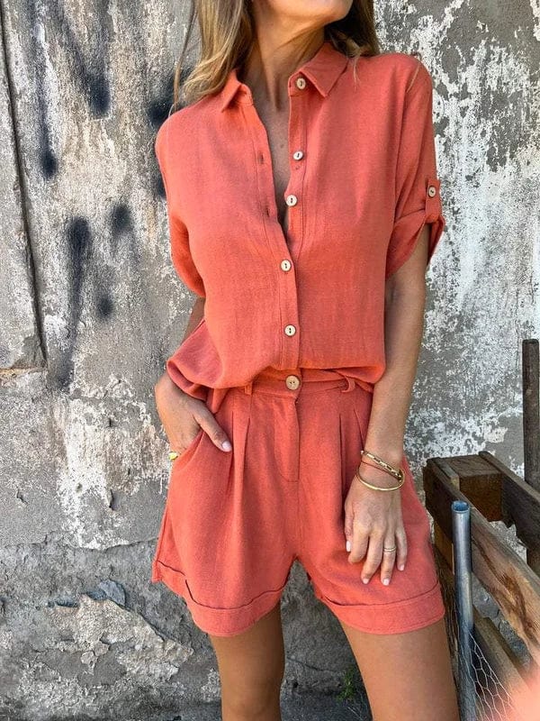 Ensemble Femme Décontracté Chemise et Short – Tenue Légère Été Chic